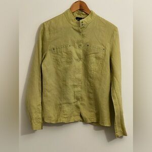 Willi Smith 100% Linen Lime Green SnapUp Shirt